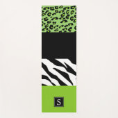 Leopard Print, Zebra Print, grün, Monogramm Yogamatte (Vorderseite)