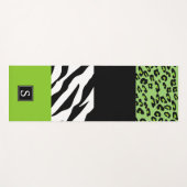 Leopard Print, Zebra Print, grün, Monogramm Yogamatte (Vorderseite (Horizontal))