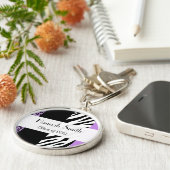 Leopard Print, Zebra Print, Lila, Abschluss Schlüsselanhänger (Seite)