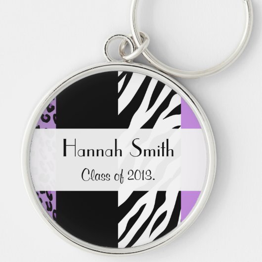 Leopard Print, Zebra Print, Lila, Abschluss Schlüsselanhänger (Vorne)
