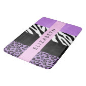 Leopard Print, Zebra Print, Lila, Ihr Name Badematte (Schrägansicht)