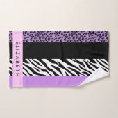 Leopard Print, Zebra Print, Lila, Ihr Name Badhandtuch Set (Handtuch)