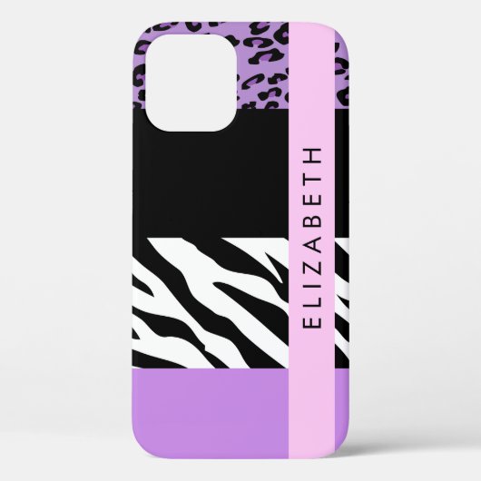 Leopard Print, Zebra Print, Lila, Ihr Name Case-Mate iPhone Hülle (Rückseite)