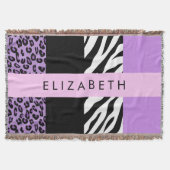 Leopard Print, Zebra Print, Lila, Ihr Name Decke (Vorderseite)