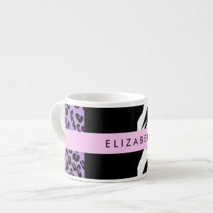 Leopard Print, Zebra Print, Lila, Ihr Name Espressotasse
