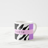 Leopard Print, Zebra Print, Lila, Ihr Name Espressotasse (Vorderseite Rechts)