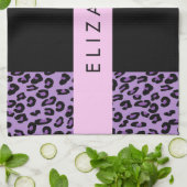 Leopard Print, Zebra Print, Lila, Ihr Name Geschirrtuch (Gefaltet)
