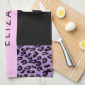 Leopard Print, Zebra Print, Lila, Ihr Name Geschirrtuch (Viertel Falte)