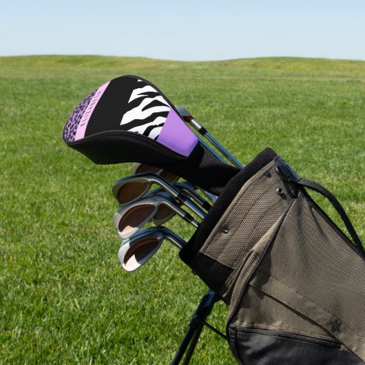 Leopard Print, Zebra Print, Lila, Ihr Name Golf Headcover (In SItu)