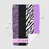 Leopard Print, Zebra Print, Lila, Ihr Name Golfhandtuch (Insitu)