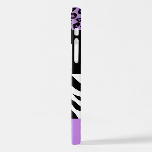 Leopard Print, Zebra Print, Lila, Ihr Name iPhone Hülle (Linke Seite)