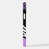 Leopard Print, Zebra Print, Lila, Ihr Name iPhone Hülle (Rechte Seite)