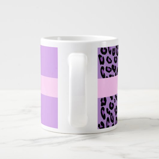 Leopard Print, Zebra Print, Lila, Ihr Name Jumbo-Tasse (Rückseite)