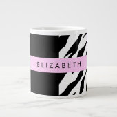 Leopard Print, Zebra Print, Lila, Ihr Name Jumbo-Tasse (Vorderseite)