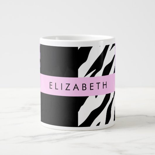 Leopard Print, Zebra Print, Lila, Ihr Name Jumbo-Tasse (Vorderseite)