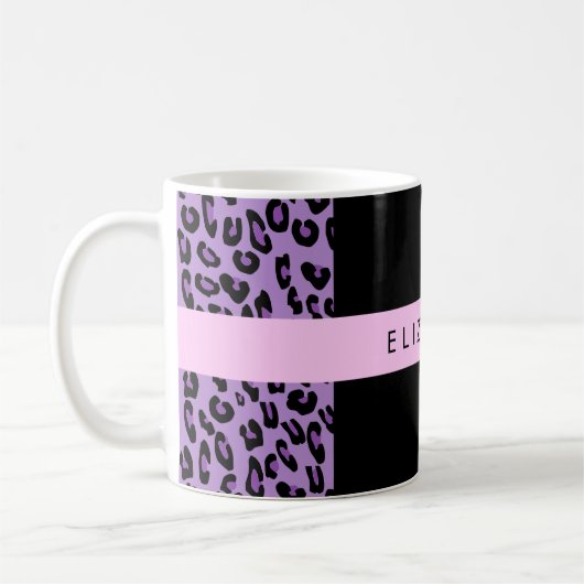 Leopard Print, Zebra Print, Lila, Ihr Name Kaffeetasse (Links)