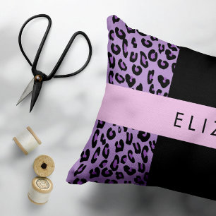 Leopard Print, Zebra Print, Lila, Ihr Name Kissenbezug