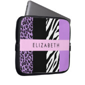 Leopard Print, Zebra Print, Lila, Ihr Name Laptopschutzhülle (Vorne Rechts)