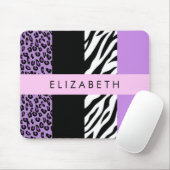 Leopard Print, Zebra Print, Lila, Ihr Name Mousepad (Mit Mouse)