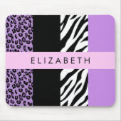 Leopard Print, Zebra Print, Lila, Ihr Name Mousepad (Vorne)