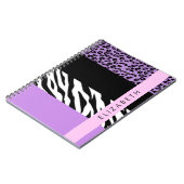 Leopard Print, Zebra Print, Lila, Ihr Name Notizblock (Linke Seite)