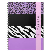 Leopard Print, Zebra Print, Lila, Ihr Name Notizblock (Vorderseite)
