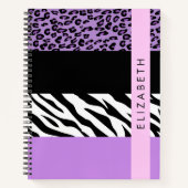 Leopard Print, Zebra Print, Lila, Ihr Name Notizblock (Vorderseite)
