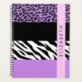 Leopard Print, Zebra Print, Lila, Ihr Name Planer (Vorderseite)