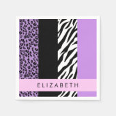 Leopard Print, Zebra Print, Lila, Ihr Name Serviette (Vorderseite)