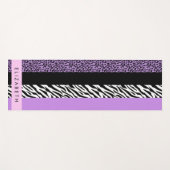 Leopard Print, Zebra Print, Lila, Ihr Name Yogamatte (Vorderseite (Horizontal))
