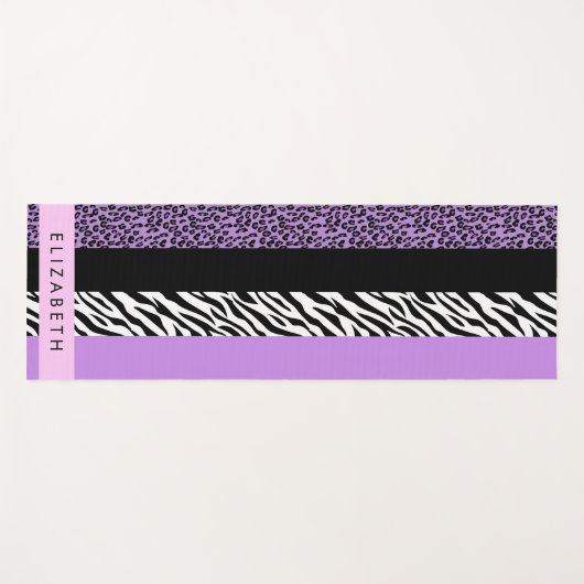 Leopard Print, Zebra Print, Lila, Ihr Name Yogamatte (Vorderseite (Horizontal))
