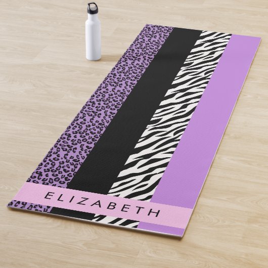 Leopard Print, Zebra Print, Lila, Ihr Name Yogamatte (Beispiel)