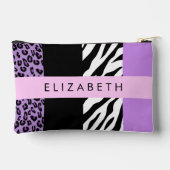 Leopard Print, Zebra Print, Lila, Ihr Name Zubehörtasche (Rückseite)