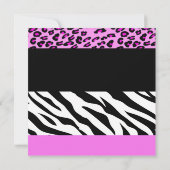 Leopard Print, Zebra Print, Pink, Bat Mitzvah Einladung (Rückseite)