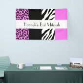 Leopard Print, Zebra Print, Rosa, Bat Mitzvah Banner (Messeveranstaltung)