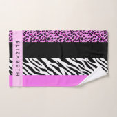 Leopard Print, Zebra Print, Rosa, Ihr Name Badhandtuch Set (Handtuch)