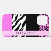 Leopard Print, Zebra Print, Rosa, Ihr Name Case-Mate iPhone Hülle (Rückseite (Horizontal))