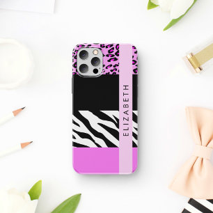 Leopard Print, Zebra Print, Rosa, Ihr Name Case-Mate iPhone Hülle