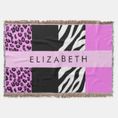 Leopard Print, Zebra Print, Rosa, Ihr Name Decke (Vorderseite)