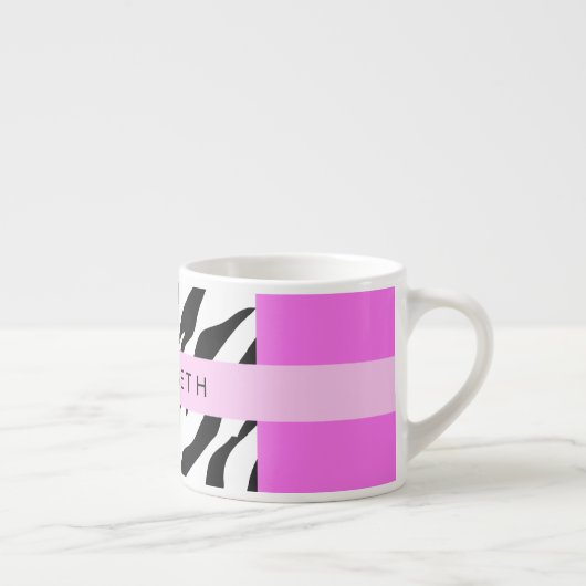 Leopard Print, Zebra Print, Rosa, Ihr Name Espressotasse (Rechts)