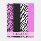 Leopard Print, Zebra Print, Rosa, Ihr Name Fleecedecke (Vorderseite)
