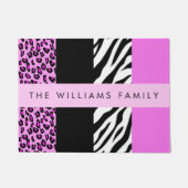 Leopard Print, Zebra Print, Rosa, Ihr Name Fußmatte (Vorderseite)
