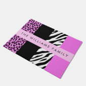 Leopard Print, Zebra Print, Rosa, Ihr Name Fußmatte (Schrägansicht)