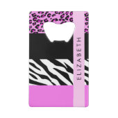 Leopard Print, Zebra Print, Rosa, Ihr Name Geldbeutel Flaschenöffner (Rückseite)