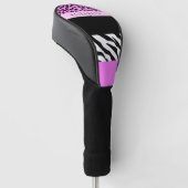 Leopard Print, Zebra Print, Rosa, Ihr Name Golf Headcover (angewinkelt)