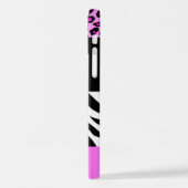 Leopard Print, Zebra Print, Rosa, Ihr Name iPhone Hülle (Linke Seite)