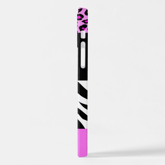 Leopard Print, Zebra Print, Rosa, Ihr Name iPhone Hülle (Linke Seite)