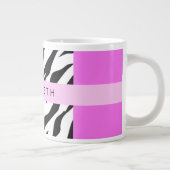 Leopard Print, Zebra Print, Rosa, Ihr Name Jumbo-Tasse (Rechts)