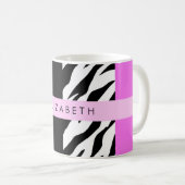 Leopard Print, Zebra Print, Rosa, Ihr Name Kaffeetasse (VorderseiteRechts)