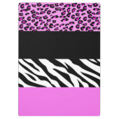 Leopard Print, Zebra Print, Rosa, Ihr Name Klemmbrett (Rückseite)